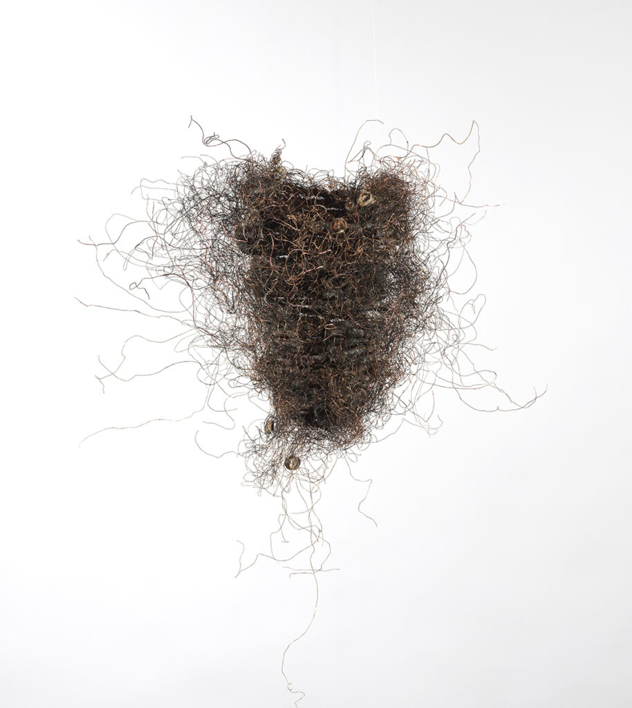 TiNan #81b, cotton cord, copper wire, rice paste, pigment