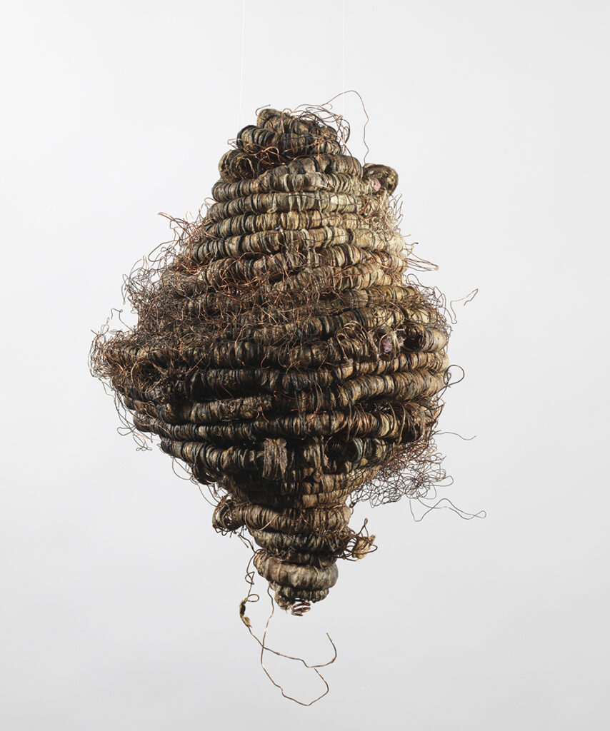 TiNan #84, cotton cord, copper wire, rice paste, pigment