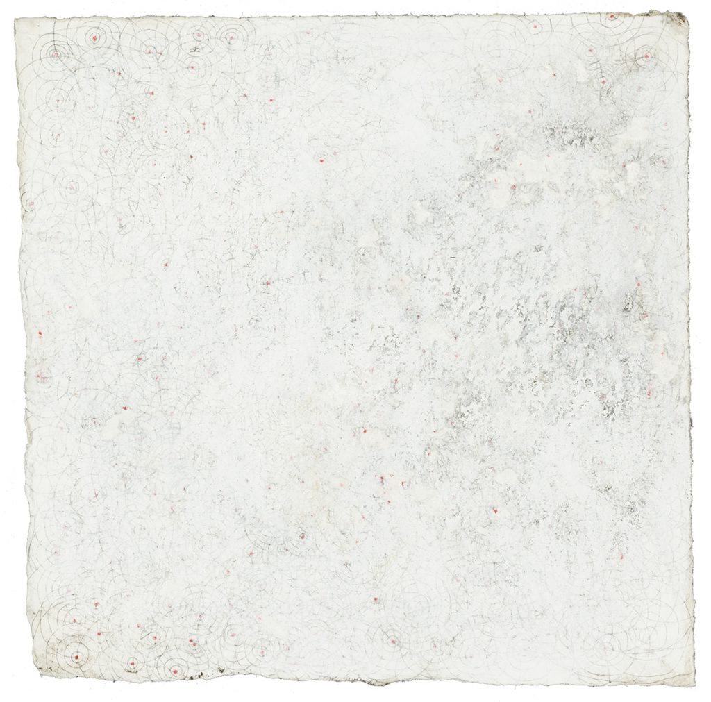 White Series II, 8”x 8”, ink, water soluble crayon, mud, water